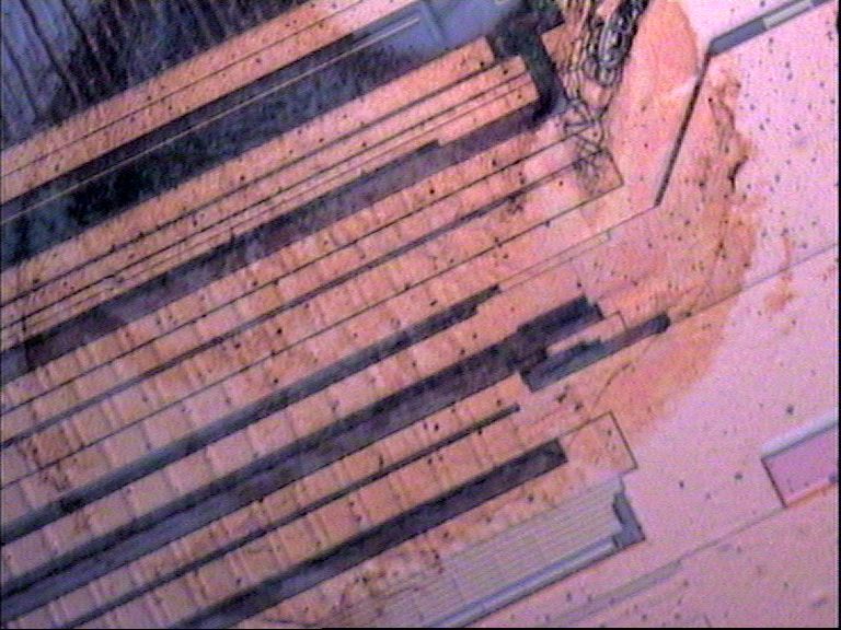 Close-up of stained area near chip